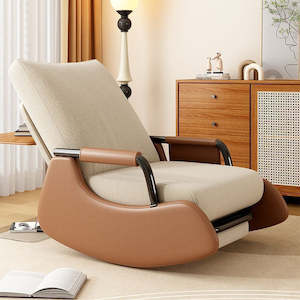 New Arrival: Moonlight Corduroy Foldable Reclining Rocker - Beige & Caramel