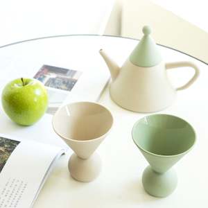 New Arrival: Georgia J Stuart 3PCS Bicolor Christmas Tea Set - Beige & Green