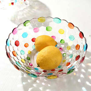 JoyJolt French Vintage Clear Colorful Crystal Glass Salad Plate 23.5cm