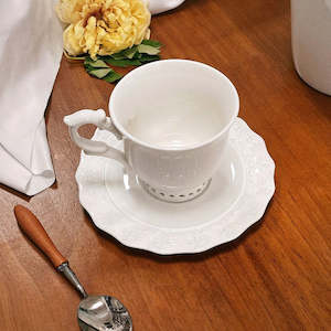 Drinkware: Micano French Embossed Coffee Cup & Saucer 220ml