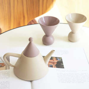 Drinkware: Georgia J Stuart 3PCS Bicolor Christmas Tea Set - Beige & Pink