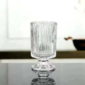 Aurora Wave Short Stem Clear Glass Vase 18cm