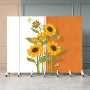 Furniture: Verona Wooden Modern Art Oil Painting Room Divider - Sunflower