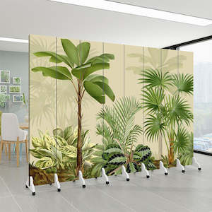 Furniture: Verona Wooden Tropical Rainforest Art Canvas Room Divider