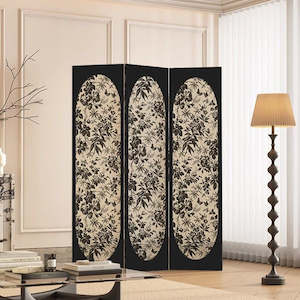 Hygge Haven French Wooden Floral Room Divider - White & Black