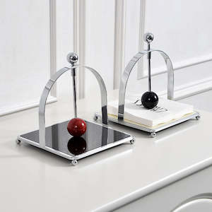 Accessories: MOZA Metal and Acrylic Napkin Holder - Black & Red