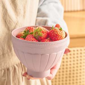 Bowl: Georgia J Una Embossed Porcelain Conical Bowl 13cm - Pink