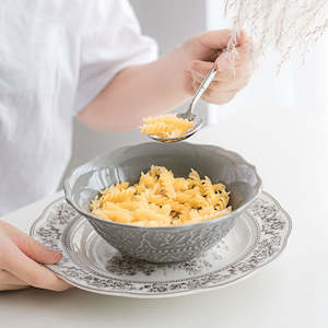 Maria French Vintage Embossed Large Bowl 16.5cm - Ash