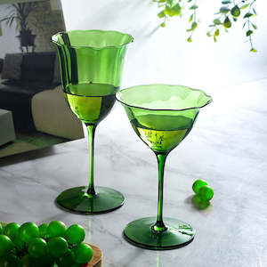 Linton Floral Crystal Stemware Martini Small Glass - Green