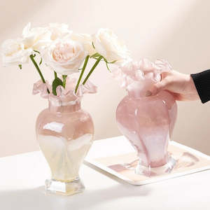 Vase: Fiorella French Vintage Glass Vase - Peach