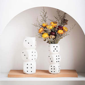Vase: Mizuki Creative Dice Shaped Porcelain Vase 17cm/21cm