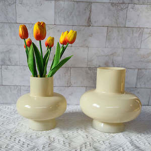 Vase: Sophie Modern Minimalist Glass Vase - Cream