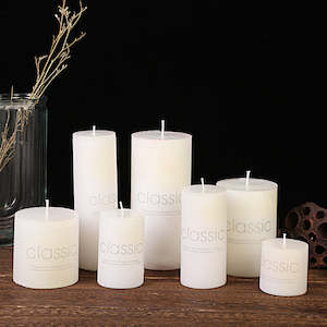 Loopy Smokeless Cotton Wick Pillar Candle - White