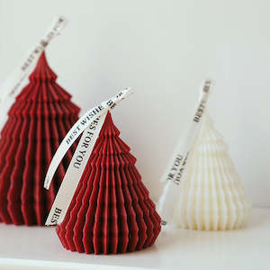Candle Candleholder: Luna Handmade Scented Origami Christmas Tree Candle - Red