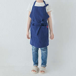 Maison Children's Linen Apron With 2 Pockets - Blue