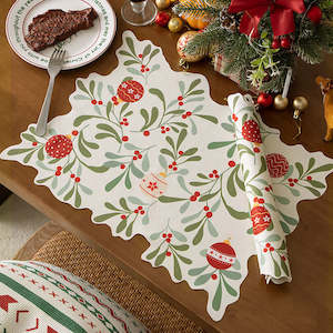 Barlow Christmas Waterproof Contour Cut Placemat - Baubles