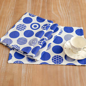 Placemat: Florence Cotton & Linen Reversible Placemat 32x45cm - Blue Dot