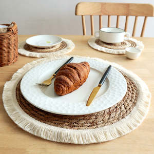 Placemat: DuDo Handwoven Placemat with Tassel 38cm - Natural