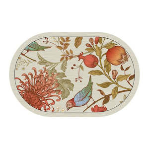 Vienna Blossom Oval Quick Drying Bath Mat 80x50cm - Pomegranate