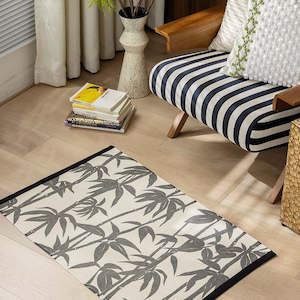 Mat: Barlow Botanical Woven Soft Rug/Bath Mat 90x60cm - Bamboo