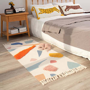 Mat: Barlow Geometric Cotton Woven Tufted Rug with Tassel 130x60cm