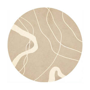 Vienna Nordic Round Geometric Rug 140cm - Khaki