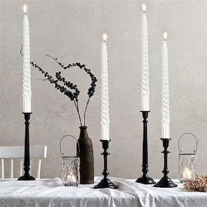 Candle: Loopy 4PCS Twisted Paraffin Pole Candle - Pearl White