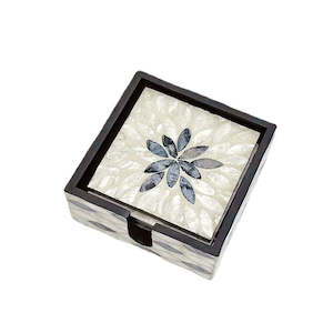 Cabell Hand-made Shell Coaster Set - Black Elf