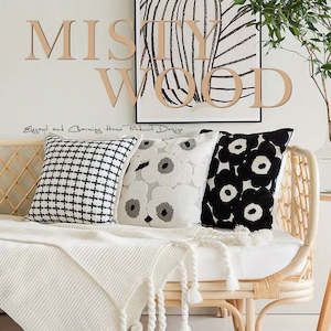 Miro Tufted Puppy Cotton Cushion Cover 45x45cm - Black / White