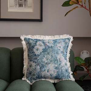 Vanassa Vintage Oil Painting Cushion Cover 45x45cm - Blue