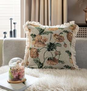 Vanassa Vintage Oil Painting Cushion Cover 45x45cm - Peony & Beige