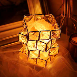 Light: Celeste Geometric Crystal Lamp with Pink Salt Rock