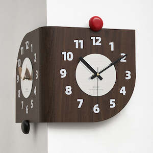 Christmas: Bergen Wooden Irregular Double-sided Corner Wall Clock 60cm