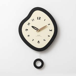 Christmas: Bergen Wooden Irregular Rocking Wall Clock 48cm - Black & Cream