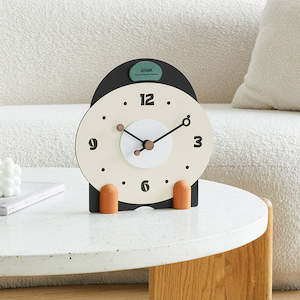 Bergen Wooden Color-Blocked Silent Metal Clock 26cm - Green & Orange