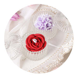 Luna Handmade Scented Floral Candle with Glass Holder & Gift Pack - Red Rose