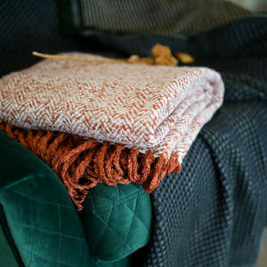 Barlow Knitting Thick & Soft Throw Blanket with Tassel 170x130cm - Caramel