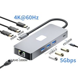 Products: iLead 8 in 1 USB-C Hub Dual HDMI 4K@60HZ TYPE-C Docking Station for Laptop PC Accessories