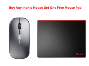 INPHIC Ultrathin 2.4G Wireless and Bluetooth Tri-Modes Mouse, Battery Level Visible, Grey