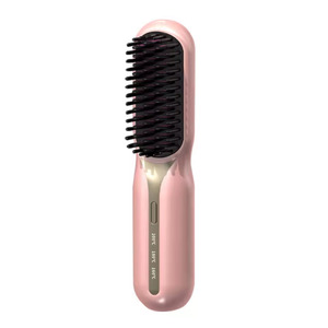 iLead Electric Hair Straightening Brush Portable Electric Heat-Up Straightener, Pink