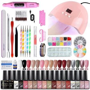 Beauty & Personal Care: iLead Professional 35 Piece Nail Gel Polish Set with UV/LED Lamp, Electric Nail Drill & Full Nail Art Tools