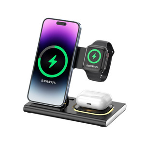 iLead 3 in 1 Foldable Wireless Charger Stand for iPhone Fast Charging Dock Station, Black