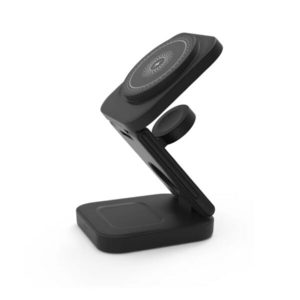 iLead 3 in 1 Foldable Wireless Charger Stand for iPhone Fast Charging Dock Station, Black