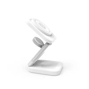 iLead 3 in 1 Foldable Wireless Charger Stand for iPhone Fast Charging Dock Station, White