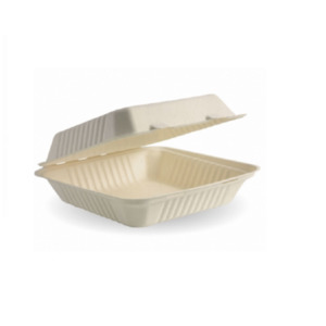 Products: iLead Karat Earth Bagasse Hinged Containers Food Takeaway Containers Oven Safe – 1 Compartments