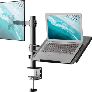 Computer: Dual Arm Laptop and Monitor Desk Mount for 17 inch Notebook and Up to 27 inch Screen