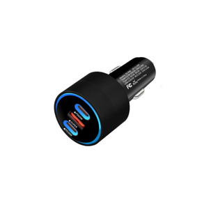 Charing Cable: 125W 3-Port Metal Car Charger 65W PD + 30W PD USB-C + USB Fast Charger suitable for Laptop