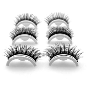 3 Pairs Self-Adhesive False Eyelashes – Natural Fluffy Cat Eye & Doll Style