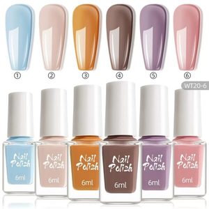 6PCS Glitter Nail Polish Set 6ml Shimmer Nail Art Kit, Coastal Coconut Breeze