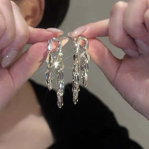Special-interest Design Silver Smart Wheat Long Fringe Earrings